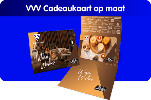 Vanaf 250 stuks kies je voor het gemak van Maatwerk! Een cadeaukaart in jullie eigen huisstijl.